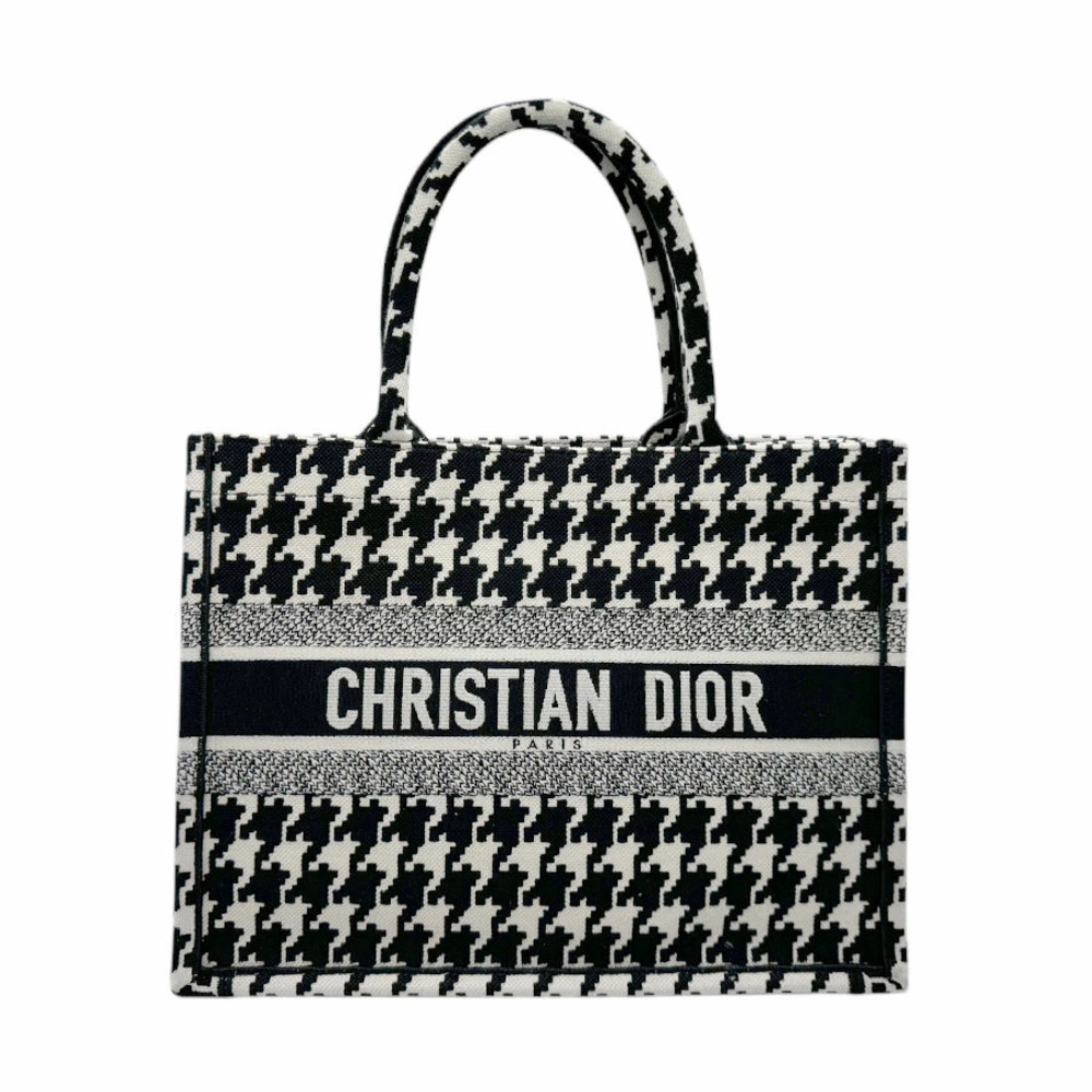Christian Dior handbag tote bag Book canvas black white